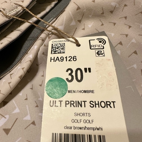 NEW Men ADIDAS Ultimate 365 Flag Print Golf Short HA9126 Clear Brown Hemp 10” - Picture 7 of 8